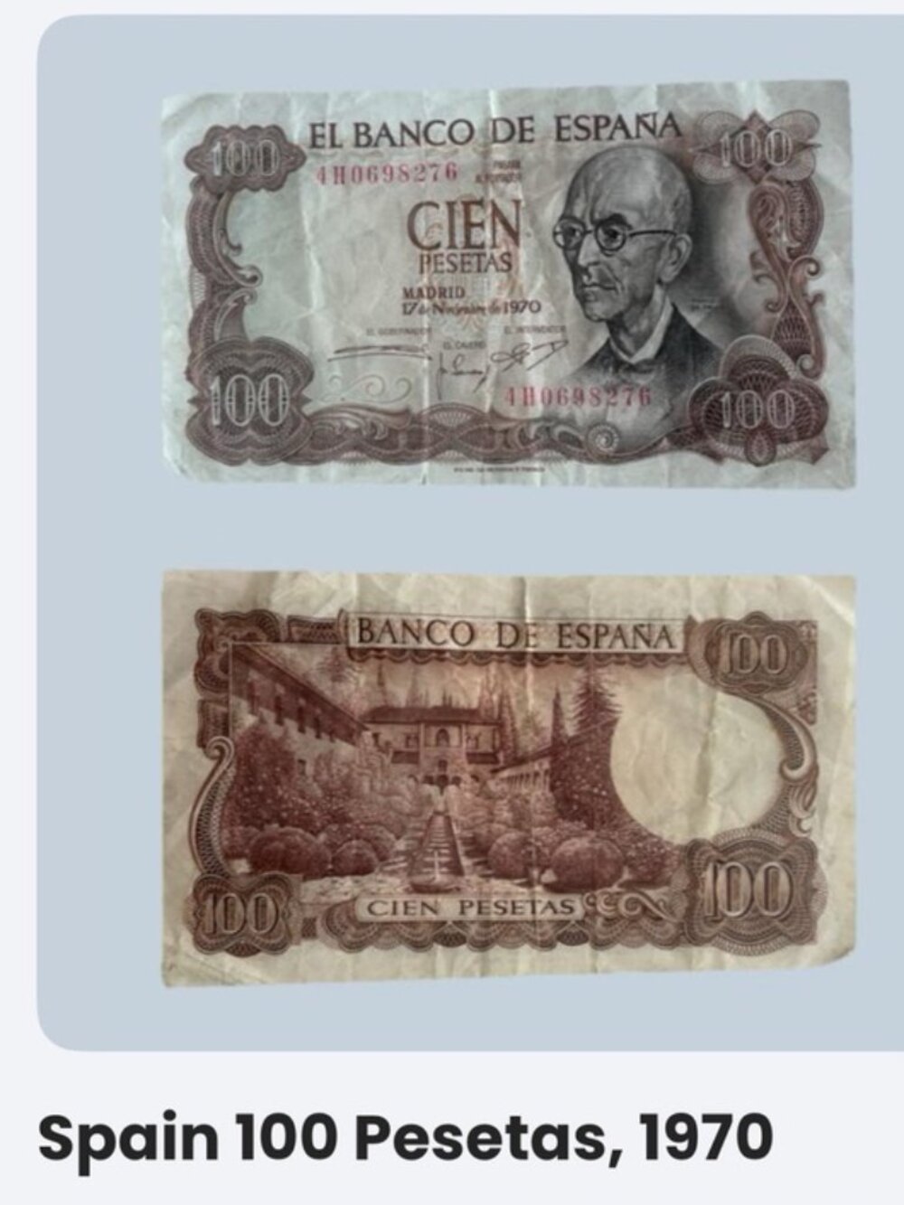 Spain 100 Pesetas 1970 Vintage Banknote Pre-Euro World Currency